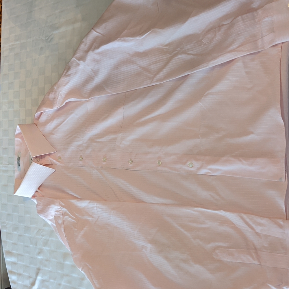 Van Heusen Satin Stripe Pink Dress Shirt 18 36/37